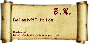 Balaskó Milos névjegykártya